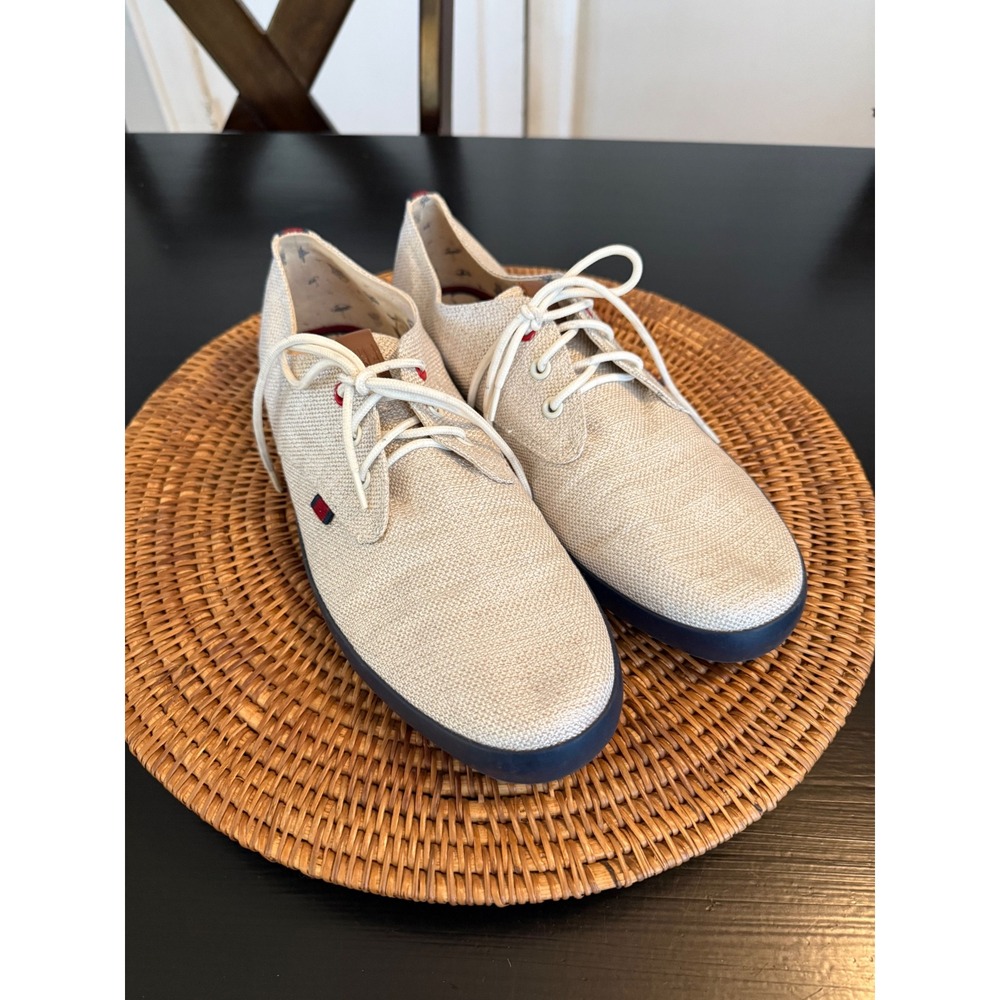 Ben Sherman Mens Canvas Sneakers Beige Navy BN400342 145-M Size 12 Low Top Shoes